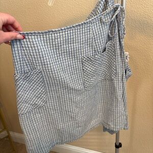 Vintage American Eagle Blue Gingham Wrap Tie Top Size L